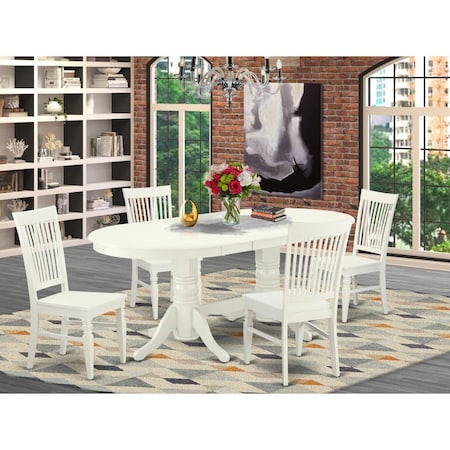 East West Furniture 5 Piece Vancouver Dining-room Set - Linen White VAWE5-LWH-W